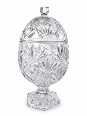 Vintage Cristal d'Arques-Durand Crystal Egg-Shaped Pedestal Candy Dish with Lid